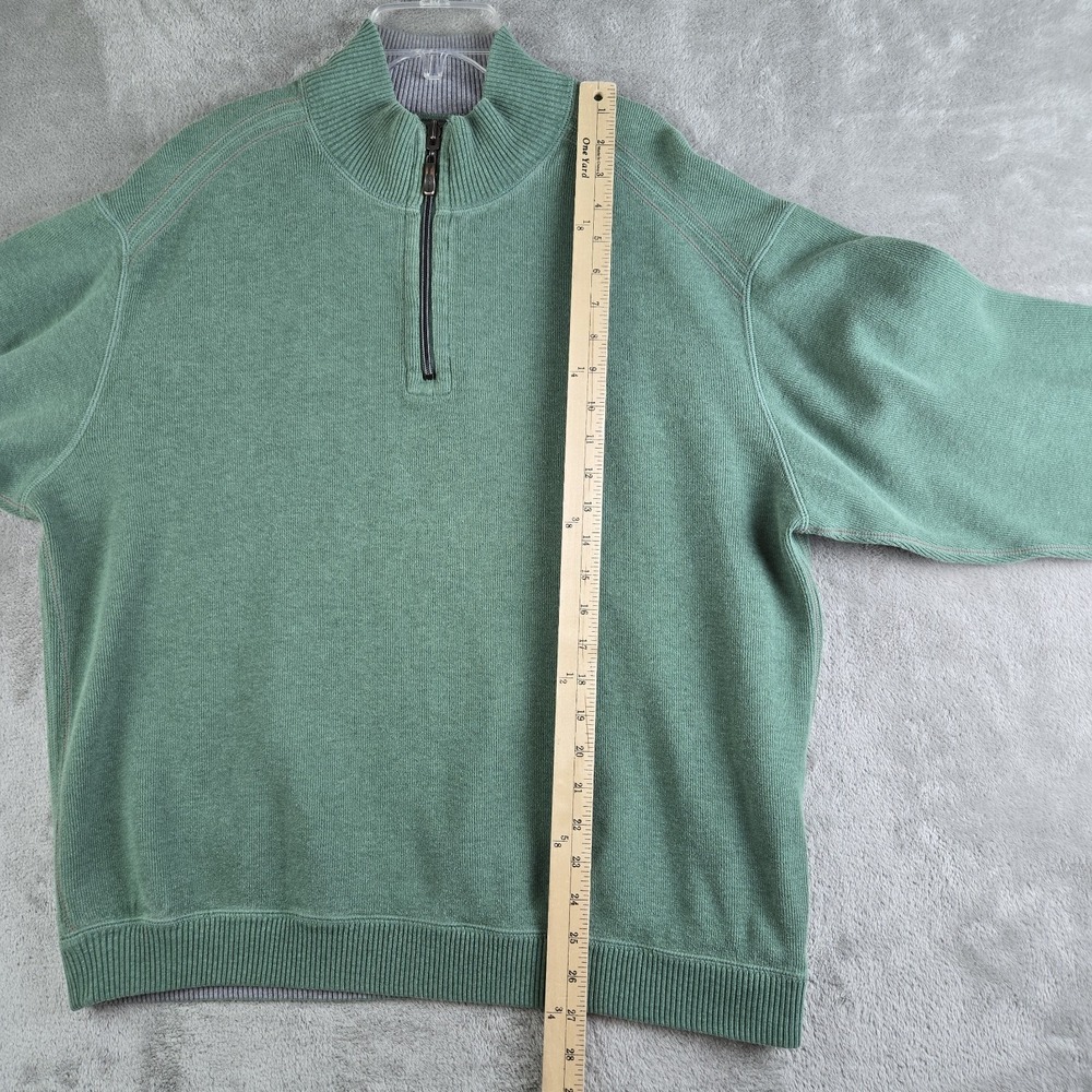 Tommy Bahama Sweatshirt Mens Green 1/4 Zip Mock Neck Long Sleeve Golf Resort - Picture 3 of 12